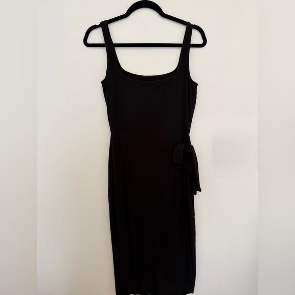 See You Monday Black Midi Wrap Dress - Picture 3 of 6